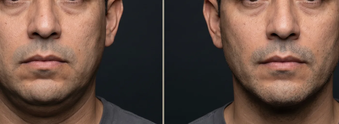 Antes y después Endolifting papada y mandíbula — Dr. Kevin Ramírez Popayán